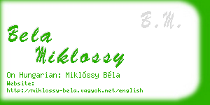 bela miklossy business card